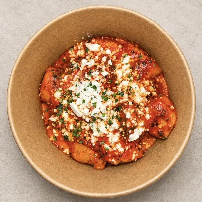 Roasted capsicum and fetta gnocchi